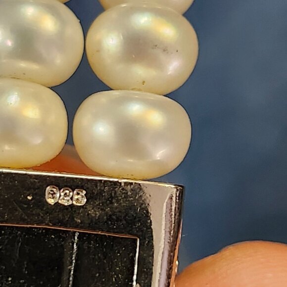 Pair of Sterling Silver Leather & Fresh Water Pearl Adjustable Bracelets - Picture 5 of 6